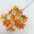 12-Head Artificial Wild Lily Flower Branch Orange Faux Floral for Wedding Decor - Caramel color