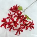 Artificial red lily flower branch 12 heads fake floral for wedding party home decoration - Burgundy