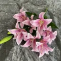 Branche de lys artificiel imprimé 3D, arrangement floral de décoration d'intérieur rose. - Taille 4