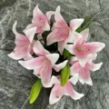 Variante de lys artificiel, décor floral rose 3D 5 branches 7 têtes pour mariage maison. - Taille 5