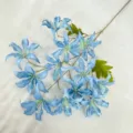 12 Heads Artificial Blue Lily Flowers Faux Floral Branch for Wedding Party Home Decor - Light Blue