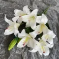 Lys artificiel imprimé en 3D 5 branches 7 têtes fleur fausse pour mariage déco - Taille 10
