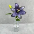 3D printed single stem artificial purple lily flower detail, realistic petal texture. - Black Blue