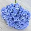 Blue 5-Head Artificial Hydrangea Flower Silk Floral Decor Home Wedding Party - Light Blue