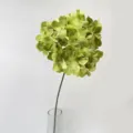 Detailed view of single branch artificial green hydrangea flower for wedding and home decor. - Light Green