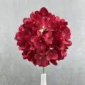 Artificial red hydrangea flower head single stem home decor floral arrangement fake plant - Dark Red