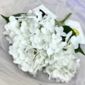 White artificial hydrangea bouquet 5 heads fake flowers for home wedding party decor - White