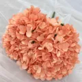 Artificial hydrangea flower variant, 5-head faux floral bouquet for home decor wedding. - Brick Red