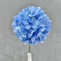 Artificial blue hydrangea flower head with stem and white vase for home decor and wedding. - Light Blue