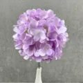 Artificial purple hydrangea flower head with white vase for home decor and wedding arrangement. - Purple Pink