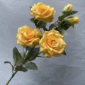 Artificial yellow rose bouquet 5 heads fake flowers for home wedding decor floral arrangement - Orange