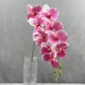 Kunstmatige roze vlinderorchidee bloem 9 koppen in doorzichtige vaas huisdecoratie - 15