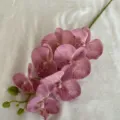 Artificial phalaenopsis orchid single stem 7 heads fabric pink flower for home wedding decor - Light Purple