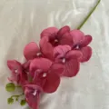 Artificial orchid single stem pink 7 heads faux phalaenopsis for home wedding floral decor - Rose Red