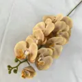 9-head 3D French artificial phalaenopsis orchid for wedding home decor floral arrangement. - Light Yellow #46