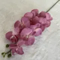 Pink artificial phalaenopsis orchid branch, 9 heads silk flower for home wedding decor. - Light Purple