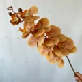 Artificial orange Phalaenopsis orchid 9 heads fake flower for home wedding decoration - Mustard Yellow