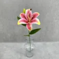 Artificial lily flower stem for home decoration, wedding floral arrangement and events. - Yellow Tip Rose Red