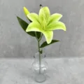 Artificial lily flower single stem faux floral home wedding decor glass vase arrangement - Green