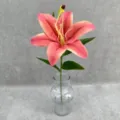 3D printed artificial lily flower single stem for wedding home decor floral arrangement - Light Red