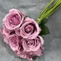 Künstlicher 9-Kopf Rosenstrauß altrosa künstliche Blumen für Hochzeit Heimdekoration - Hellviolett