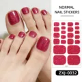 Pegatinas de purpurina roja para uñas de los pies impermeables uñas postizas brillantes - Purpurina Roja (ZXJ-0032) / Uñas postizas y lima de uñas