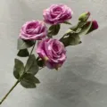 Artificial 5-head rose bouquet for home decor and wedding floral arrangement props. - Light Purple