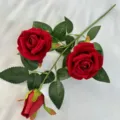 Kunstmatige Rozen Boeket 3 Hoofden Rode Zijden Bloemen voor Huis Bruiloft Decoratie 1 St - Bordeauxrood