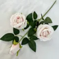 Crème kunstmatige roos 3-hoofd neppe bloem tak voor huis bruiloft decor, elegante bloemstijl. - Champagne