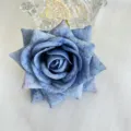 Blue fabric rose brooch artificial flower elegant wedding party decorative costume accessory - Sapphire Blue