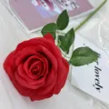 Artificial red rose single stem fake flower for wedding home decor floral arrangement - Bright Red