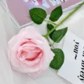 Artificial single pink rose flower for wedding decoration home party floral arrangement craft - Light Pink