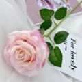 Single artificial pink rose flower for wedding party home floral arrangement decoration SKU - Pink Edge