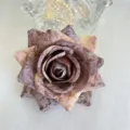Exquisite artificial fabric rose brooch, vintage mottled flower corsage for wedding party decor. - Brown