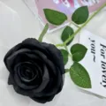 Artificial black rose single simulation flower for wedding party home decor landscaping supply - Black