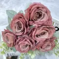Artificial rose bouquet silk flowers for wedding home decor and photography props fake floral - Dusty Pink