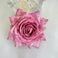 Pink fabric rose brooch for wedding party costume decoration, elegant simulation flower accessory. - Magenta Pink