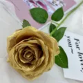 Artificial golden rose flower single branch for home decor wedding party floral arrangement - Gold