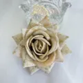 Fabric rose brooch wedding corsage printed floral apparel accessory decorative flower pin - Autumn Yellow
