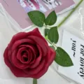 Single artificial red rose flower for wedding home decoration and floral arrangement - Burgundy