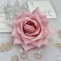 Artificial rose flower head for wedding decoration, floral arrangement, wreath DIY crafts. - Pink