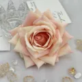 Artificial rose flower head detail, soft pink gradient silk flower for DIY craft decor. - Pink White Gradient