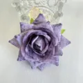 Artificial purple fabric rose brooch pin for wedding party dress decoration floral accessory - Purple