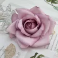 Dusty purple artificial rose head detail, premium fabric flower for wedding decor and crafts. - Color 12