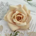 Artificial rose flower head, champagne pink fabric floral for wedding decor and DIY crafts details. - Color 14