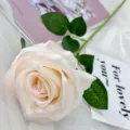 Artificial rose single stem white pink faux flower variant for wedding home decor. - Light Pink