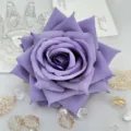 Purple artificial rose flower head for wedding decor, DIY wreaths, and floral boxes. - Purple
