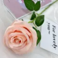 Single artificial rose flower peach pink fake flower for wedding home decoration wholesale - Light Orange