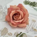 Artificial rose flower head, fabric pink-orange floral material for wedding arch and home party decor. - Color 19