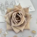 Artificial rose flower head for wedding decoration, DIY wreaths, gift boxes and craft projects. - Khaki Gradient